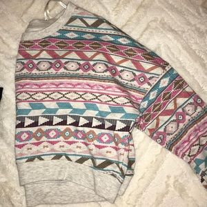 Tribal Printed Cropped Sweater